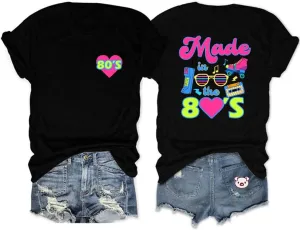 80s 90s Shirts for Women Made in The 80s 90s Letter Print Tshirts Birthday Vintage Music Graphic Tee