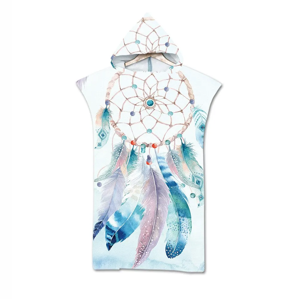 Adult Microfiber Fabric Bath Towels Beach Towel Changing Bathrobe Cloaks Hooded Swimming Pool Gym Fitness Bath Towels