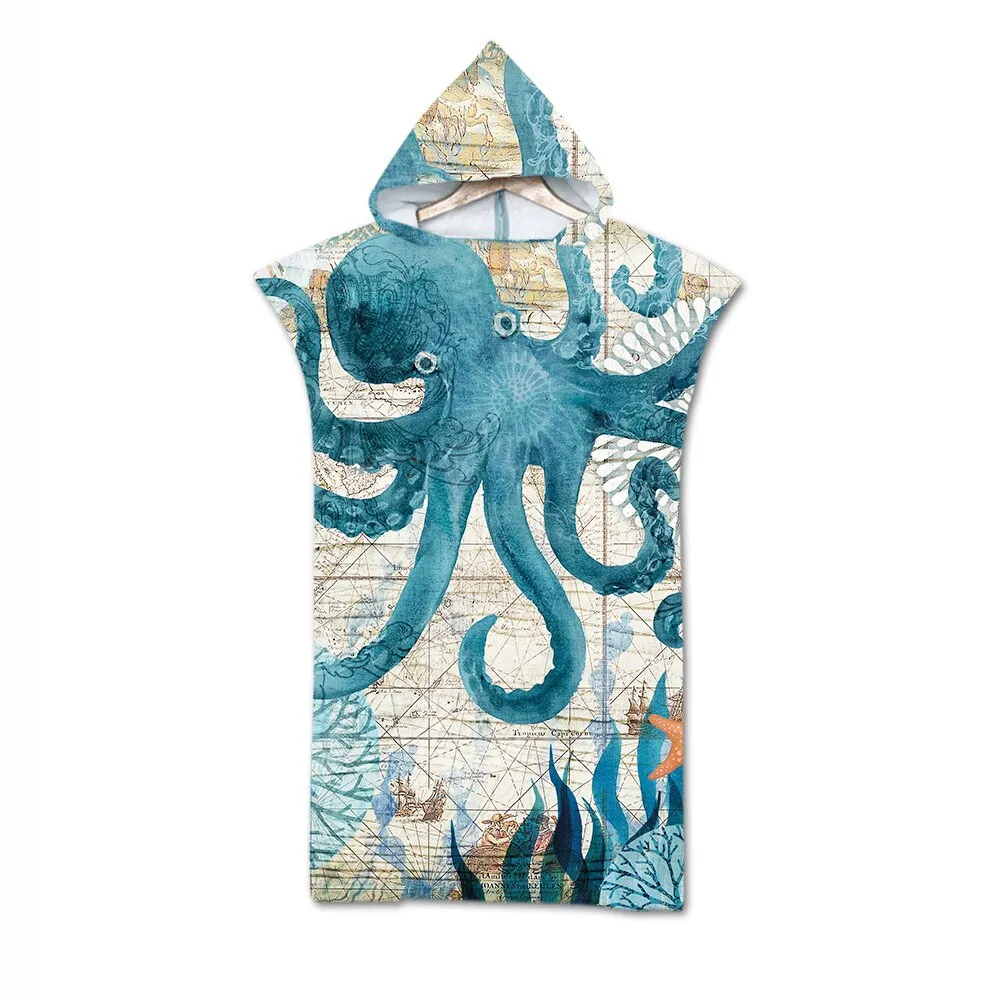Adult Microfiber Fabric Bath Towels Beach Towel Changing Bathrobe Cloaks Hooded Swimming Pool Gym Fitness Bath Towels