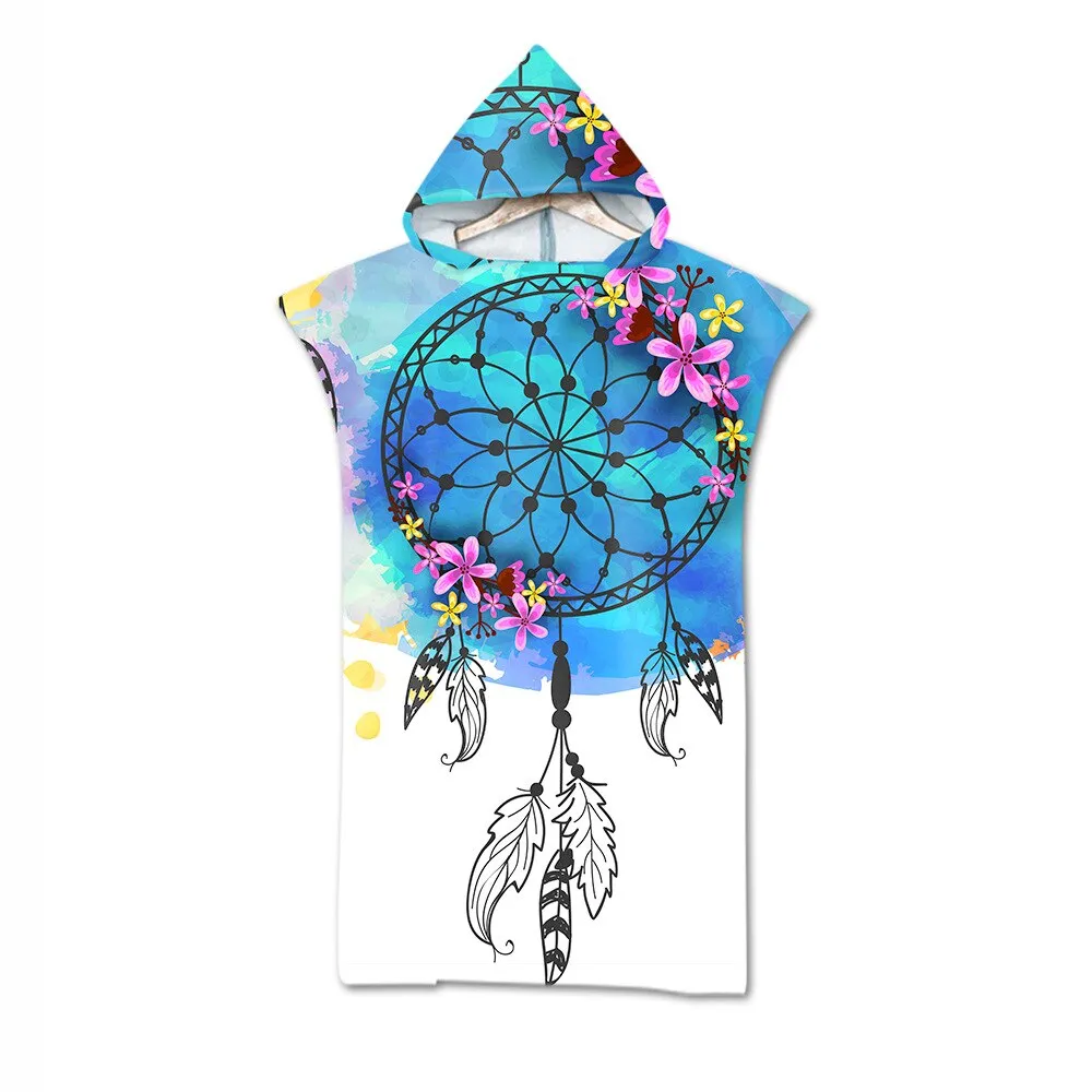 Adult Microfiber Fabric Bath Towels Beach Towel Changing Bathrobe Cloaks Hooded Swimming Pool Gym Fitness Bath Towels