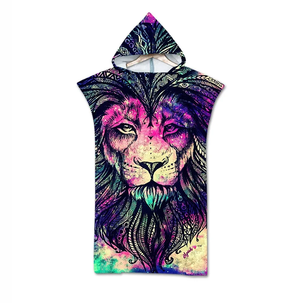 Adult Microfiber Fabric Bath Towels Beach Towel Changing Bathrobe Cloaks Hooded Swimming Pool Gym Fitness Bath Towels