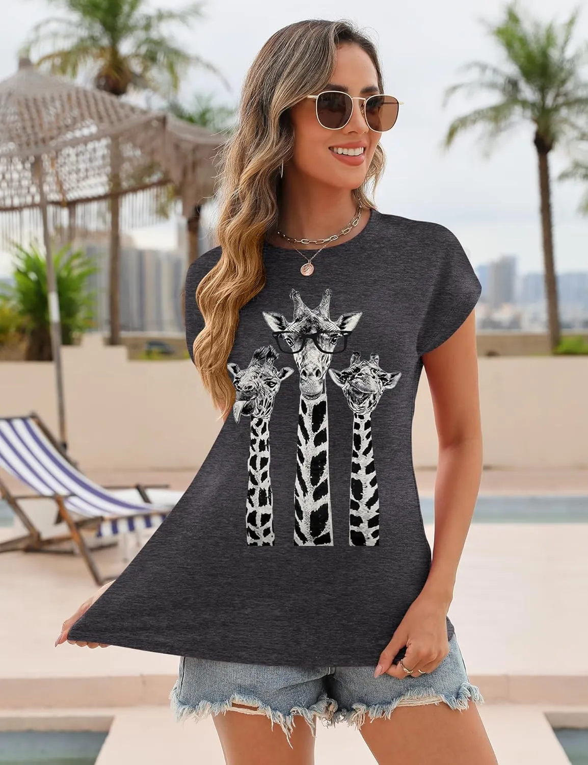 AKEWEI Womens Vintage Flower Print T Shirt Funny Cute Animal Graphic Tees Tops Loose Casual Outdoor Shirt