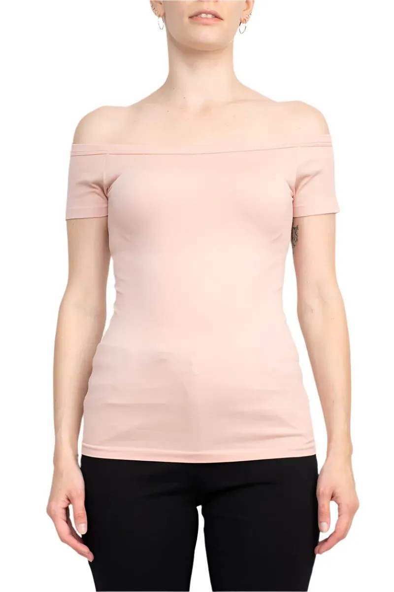 Alberto Makali Boat Neck Cap Sleeve Solid Spandex Top