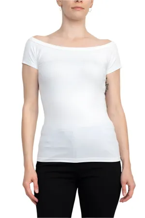 Alberto Makali Boat Neck Cap Sleeve Solid Spandex Top