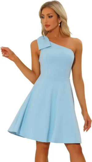 Allegra K Evening Cocktail Dress for Women's Party Elegant Flared One Shoulder Formal Dresses