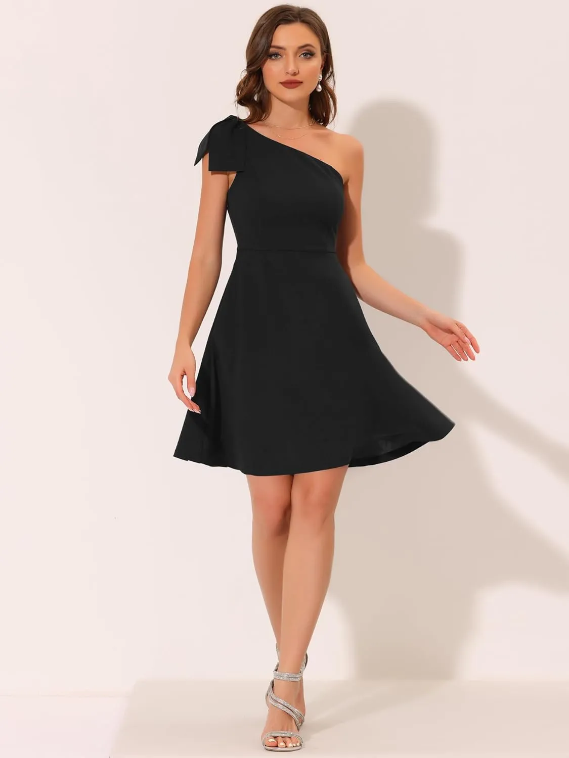 Allegra K Evening Cocktail Dress for Women's Party Elegant Flared One Shoulder Formal Dresses