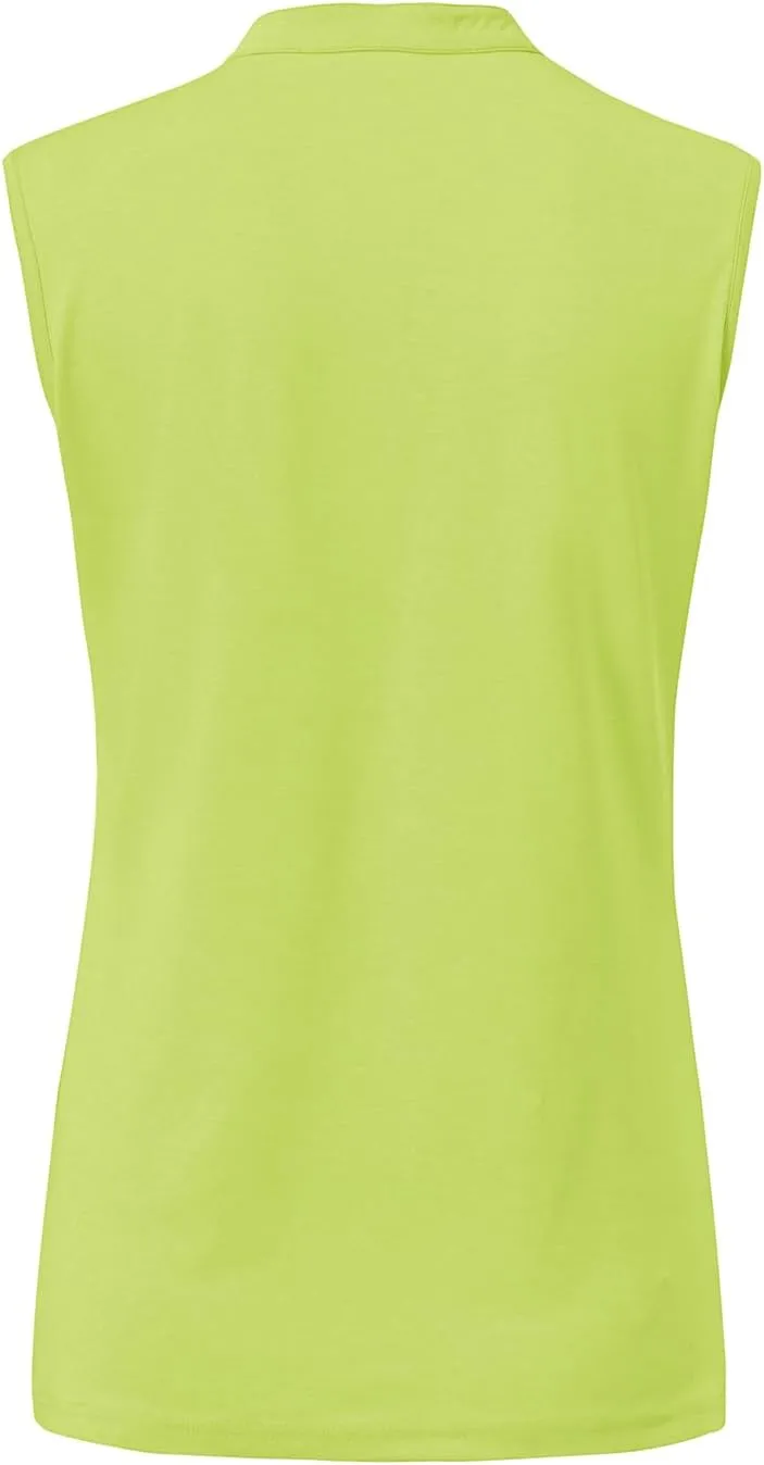 BASUDAM Women's Sleeveless Golf Polo Shirts V-Neck Collarless Tennis Running T-Shirts Quick Dry
