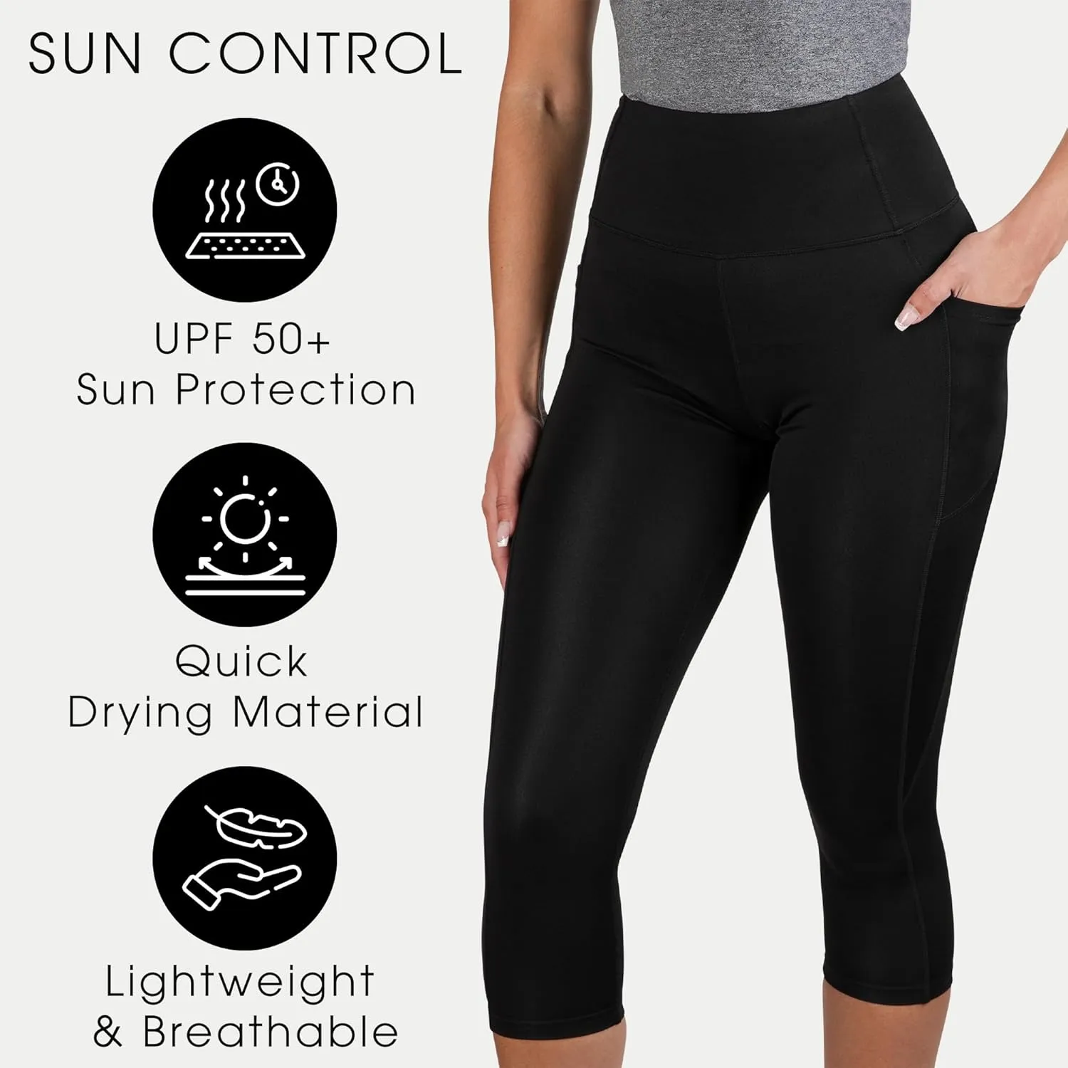 Be Relax Athletic Legging for Women - UPF50  Quick-Dry for Workout, Yoga, Biking, and Casual Wear Black