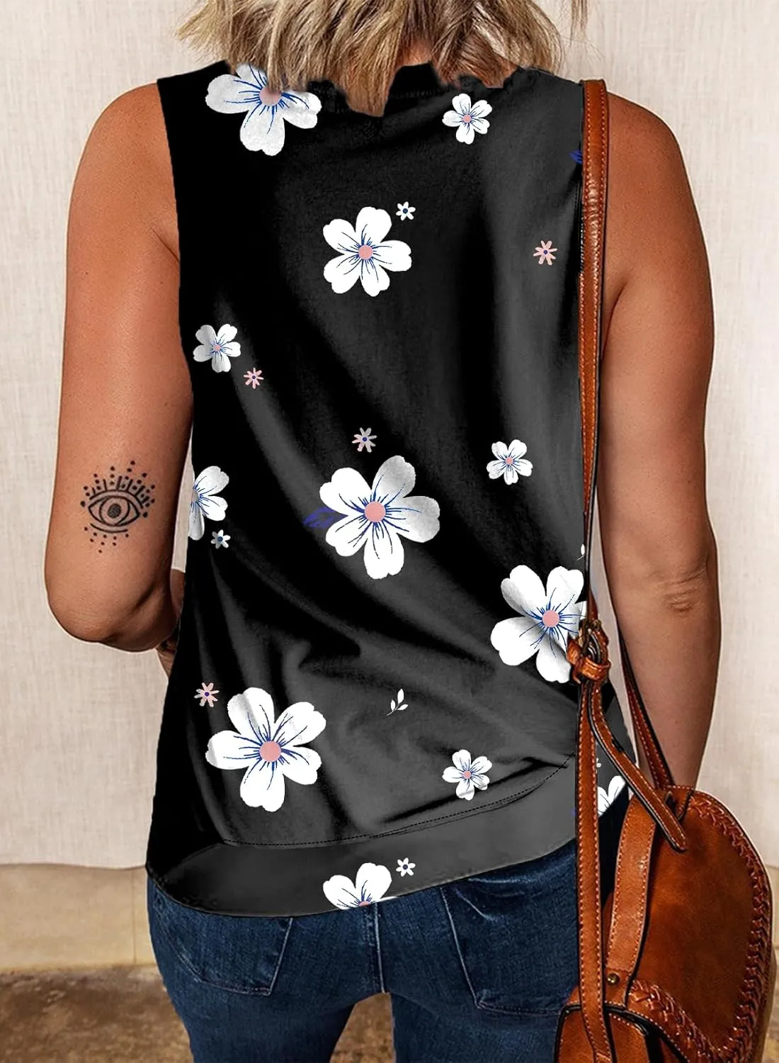 Biucly Womens Summer Crewneck Tank Top Casual Loose Sleeveless Tops Shirts