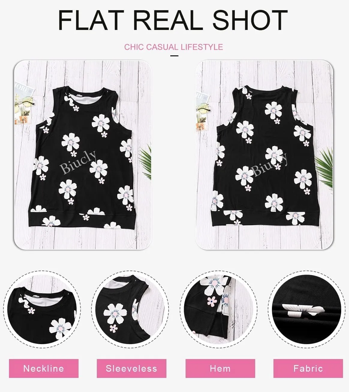Biucly Womens Summer Crewneck Tank Top Casual Loose Sleeveless Tops Shirts