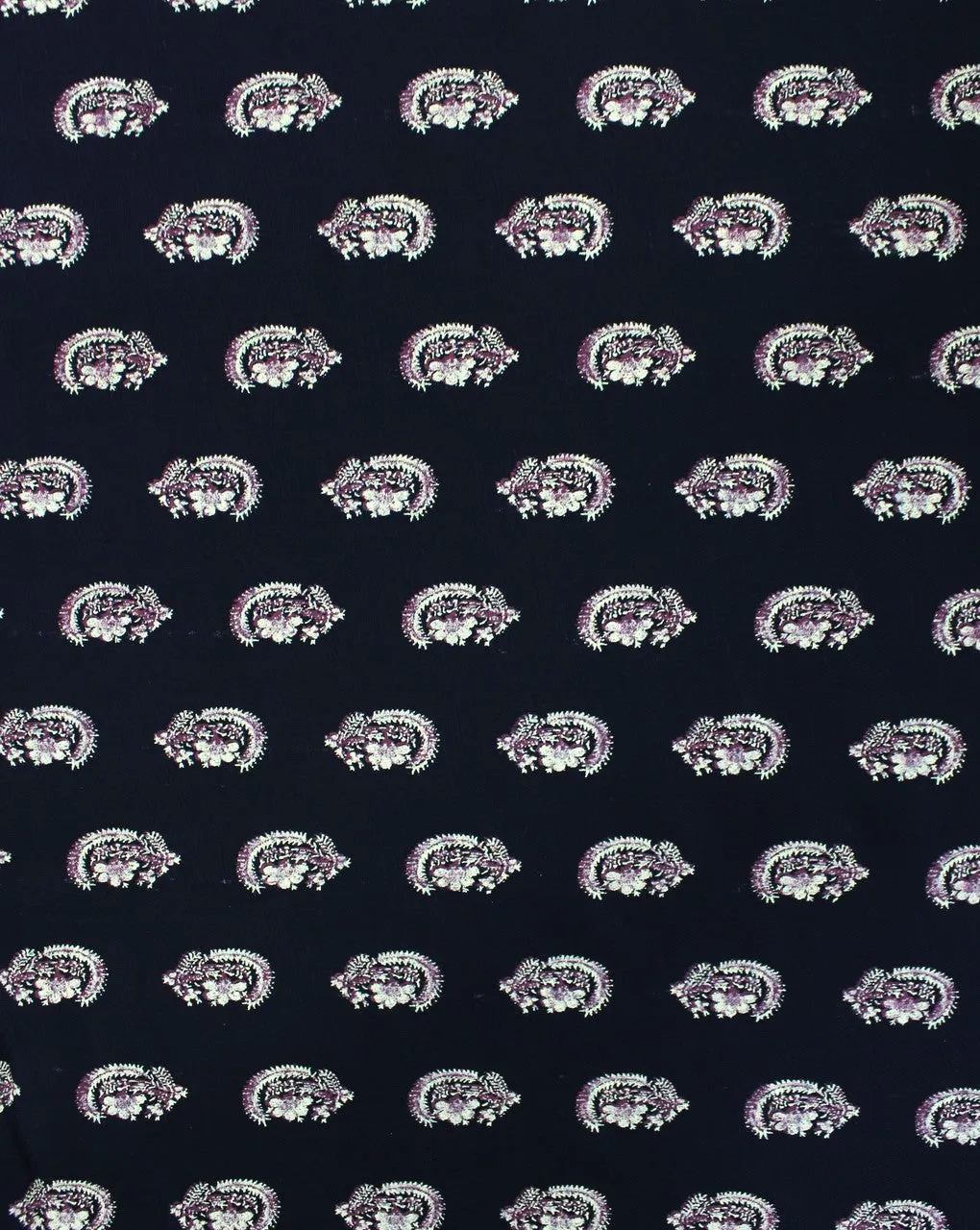 Black And Multicolor Paisley Design Rayon Fabric