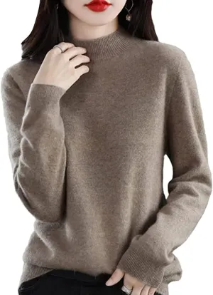 Cashmere Sweaters for Women,100% Cashmere Long Sleeve Sweaters Crew Neck Solid Pullover Jumpers Tops