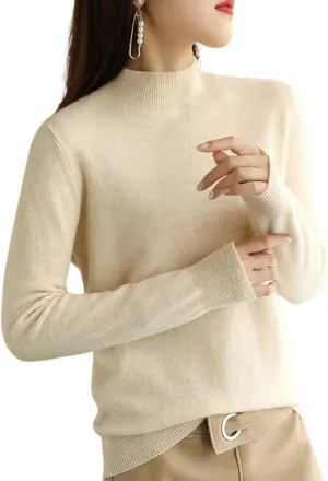 Cashmere Sweaters for Women,100% Cashmere Long Sleeve Sweaters Crew Neck Solid Pullover Jumpers Tops