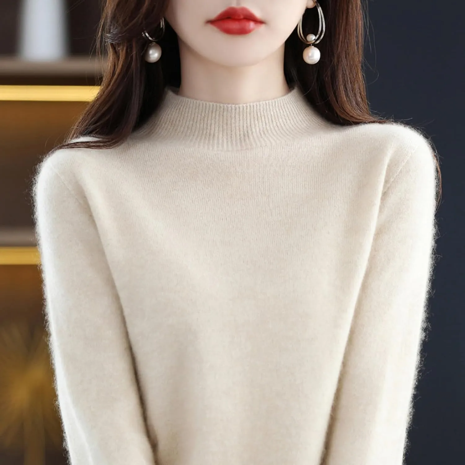 Cashmere Sweaters for Women,100% Cashmere Long Sleeve Sweaters Crew Neck Solid Pullover Jumpers Tops