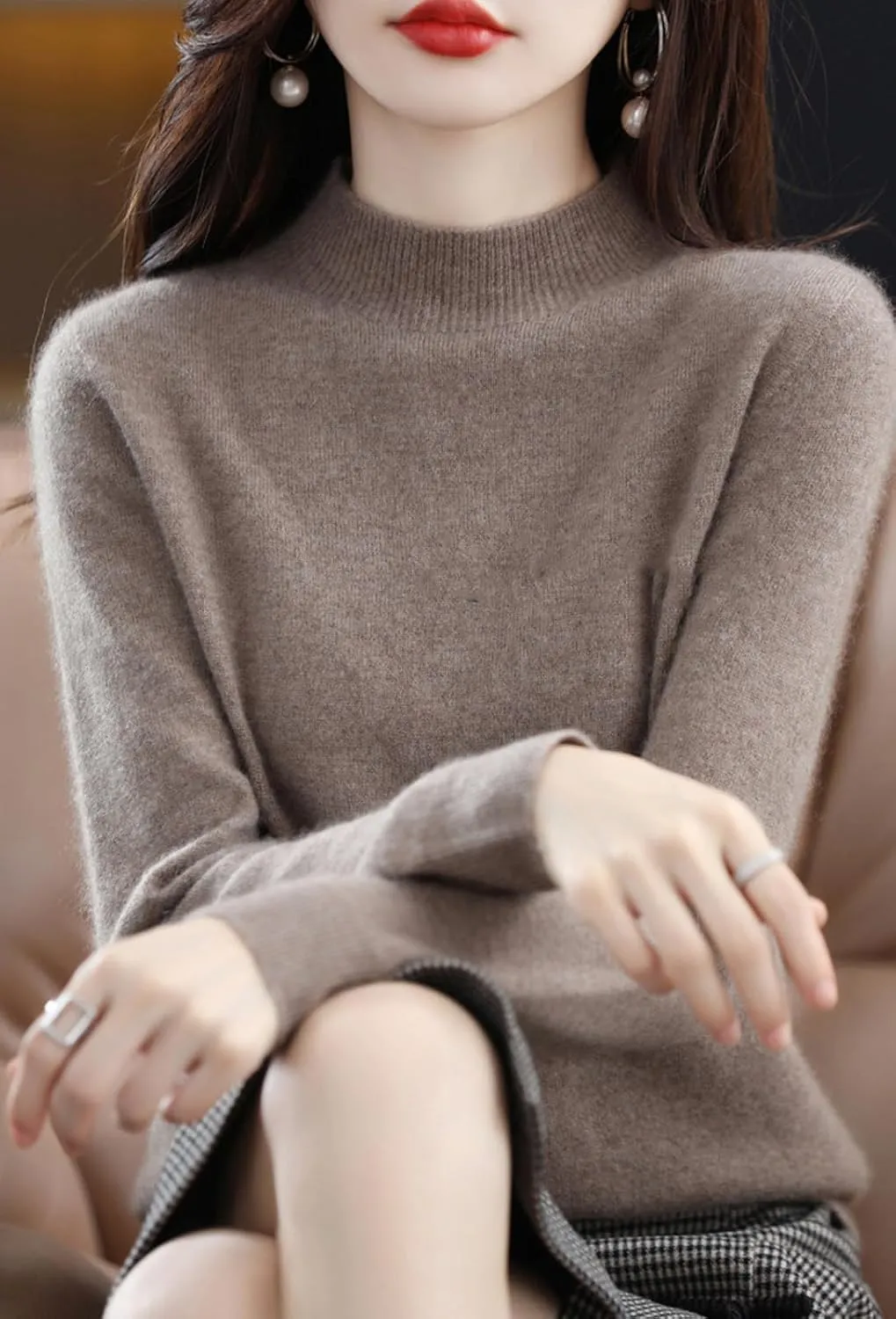 Cashmere Sweaters for Women,100% Cashmere Long Sleeve Sweaters Crew Neck Solid Pullover Jumpers Tops