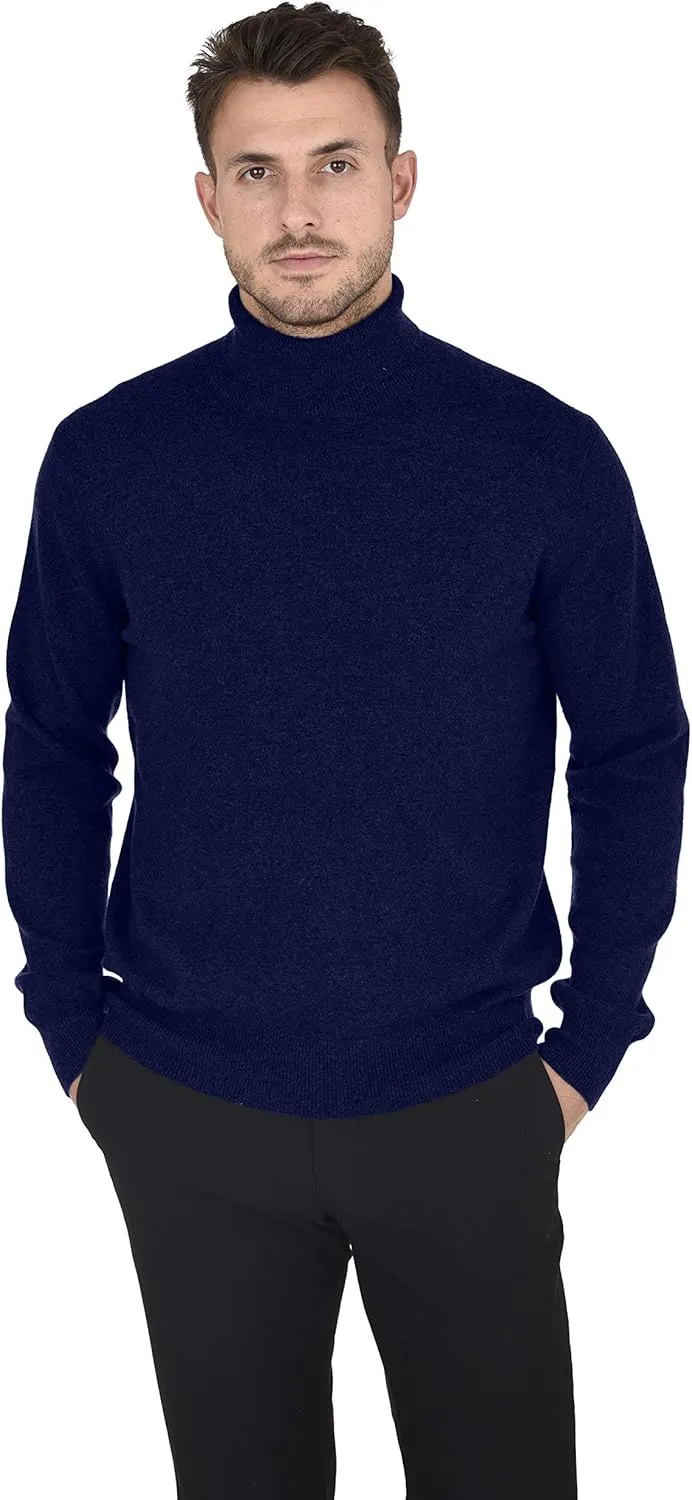 Cashmeren Men's Essential Knit Turtleneck Sweater 100% Merino Wool Long Sleeve Roll Neck Pullover
