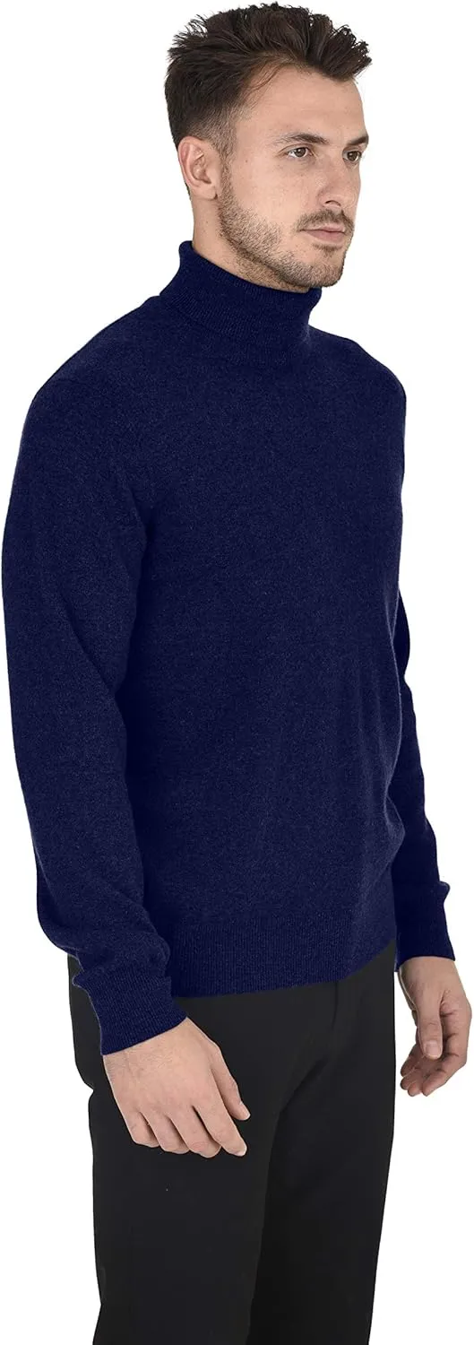 Cashmeren Men's Essential Knit Turtleneck Sweater 100% Merino Wool Long Sleeve Roll Neck Pullover
