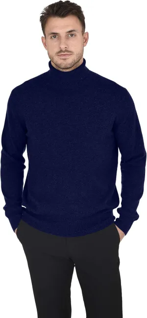 Cashmeren Men's Essential Knit Turtleneck Sweater 100% Merino Wool Long Sleeve Roll Neck Pullover