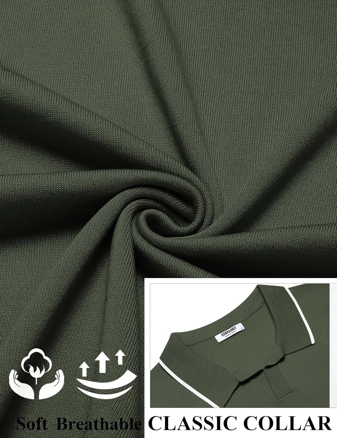 COOFANDY Mens Polo Shirts Short Sleeve Casual Knit Polo Shirt Vintage Golf T Shirts Old Money Tops