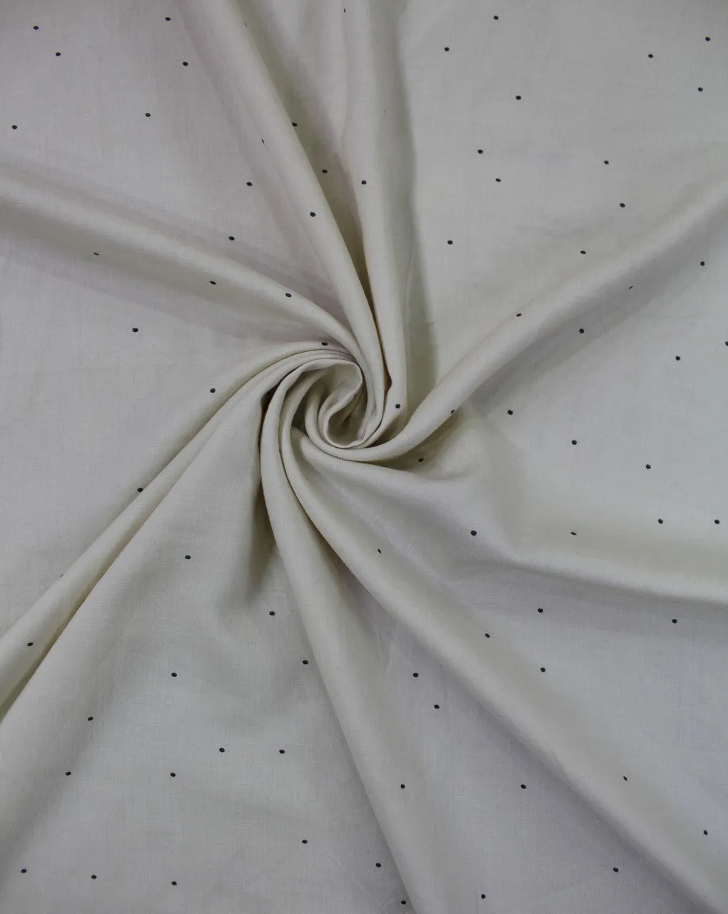 Cream And Black Polka Dot Print Rayon Fabric