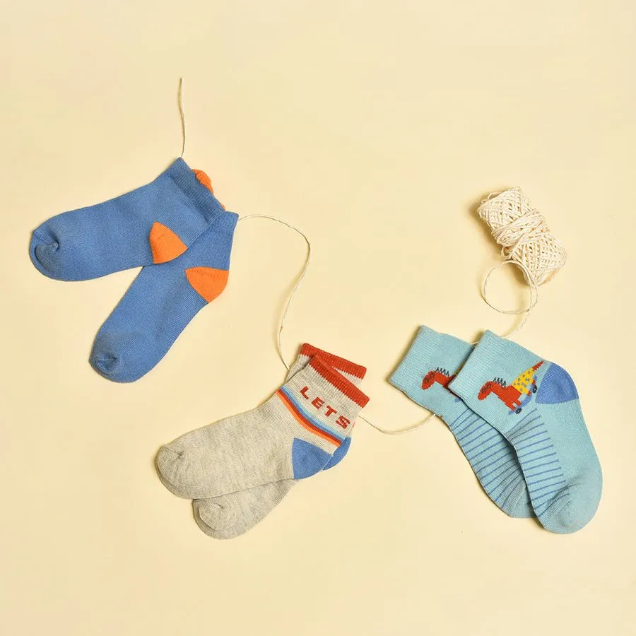 Dinomite Play Knitted Multicolor Socks Pack of 3