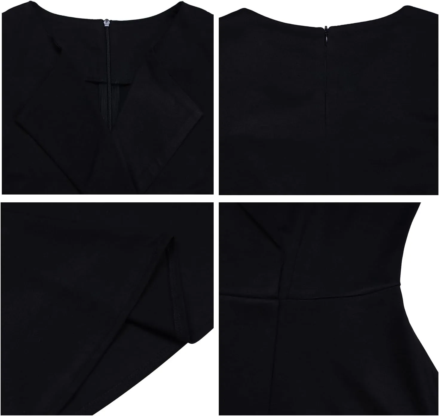 Elainone Women 3/4 Sleeve Casual Swing Flared A Line Dress Wedding Guest Semi Formal Office Work Dresses with Belt