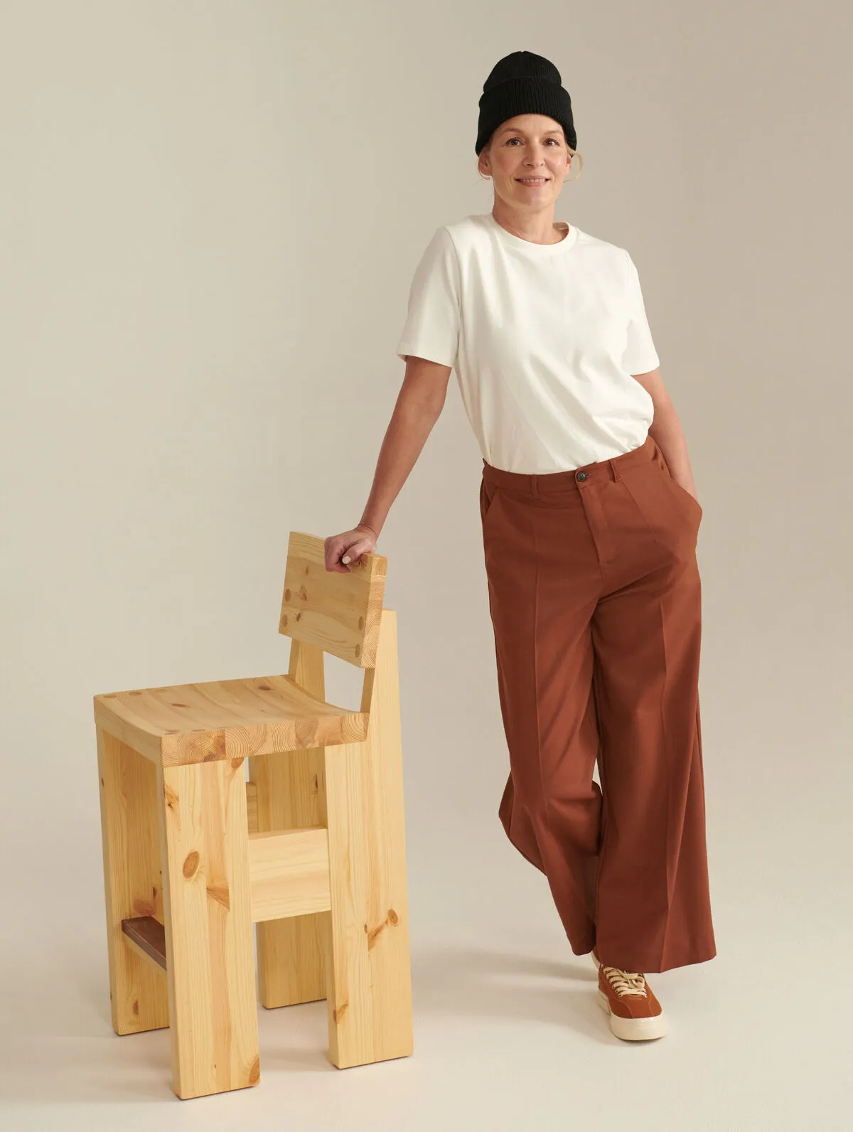 Emma Wool Blend Trousers Chestnut