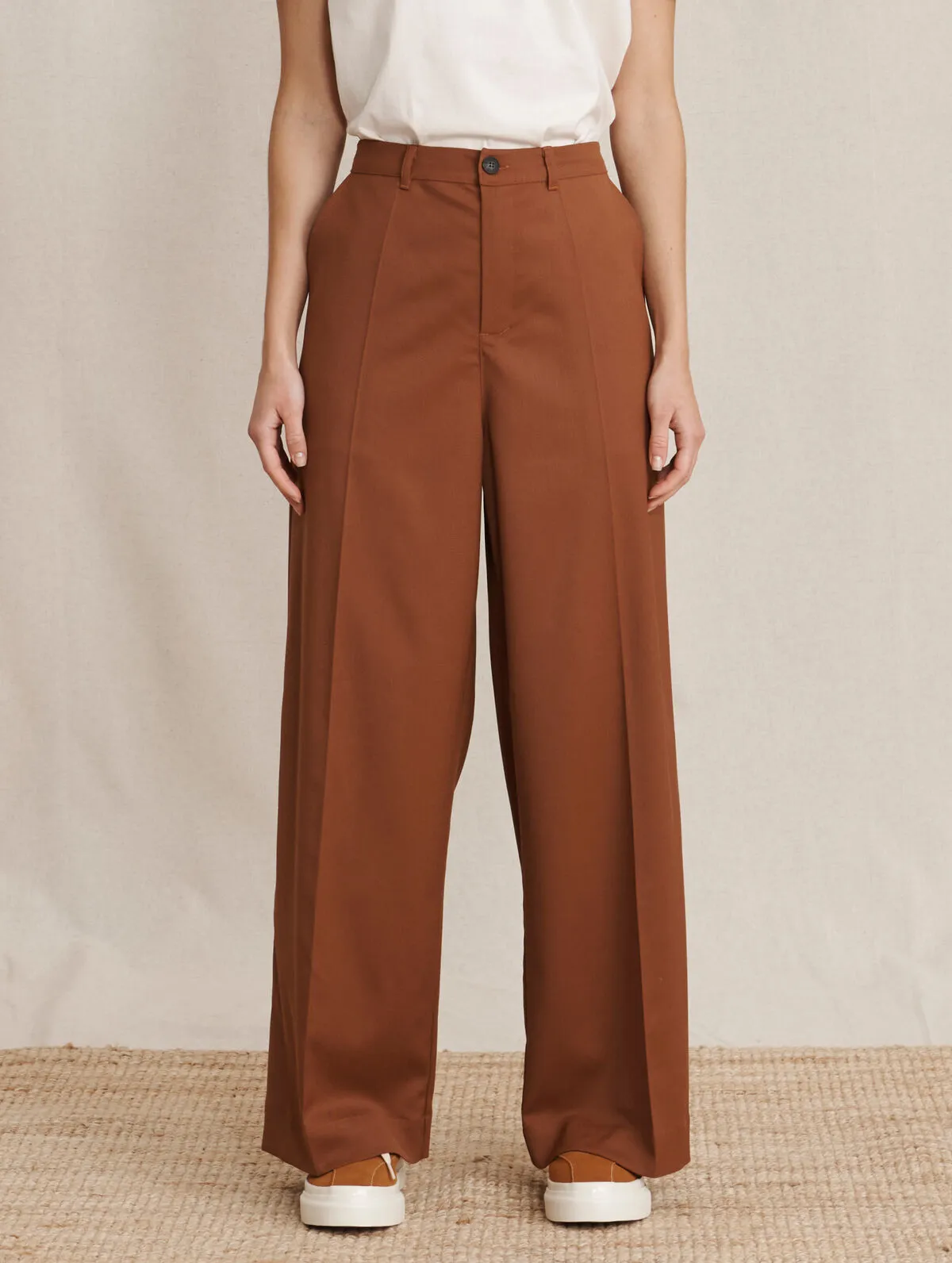 Emma Wool Blend Trousers Chestnut