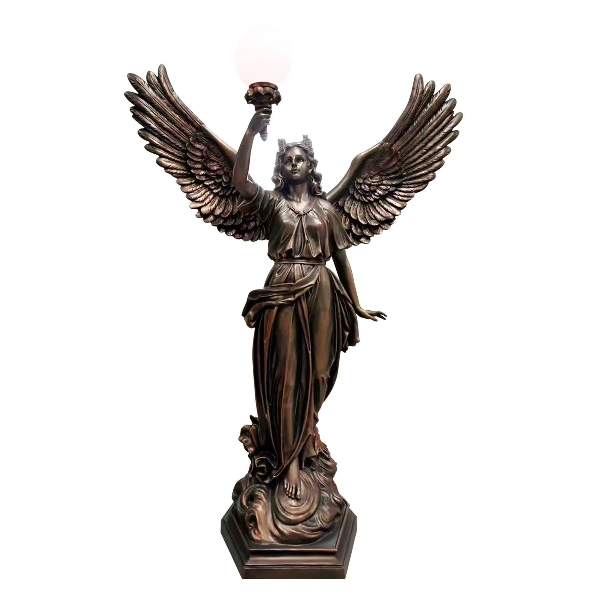 FINEST Fiberglass Art Greek Goddess Guardian Angel Lamp Sculpture FF-004