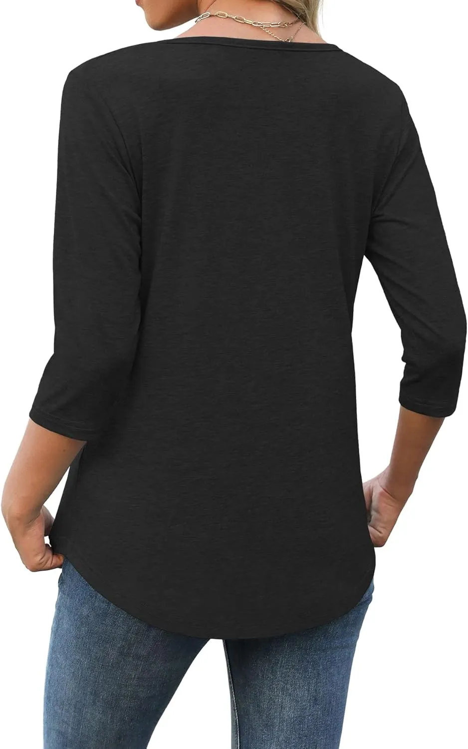 Heymiss Womens Tops 3/4 Sleeve V Neck Shirts Loose Casual Tunic Blouses Criss Cross Summer Tshirts