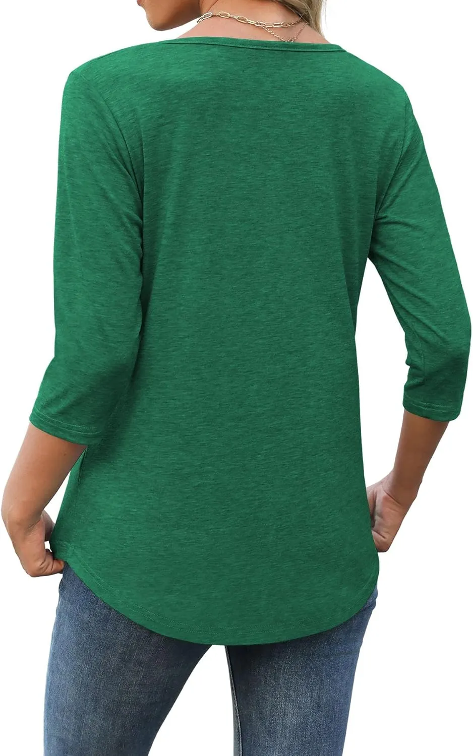 Heymiss Womens Tops 3/4 Sleeve V Neck Shirts Loose Casual Tunic Blouses Criss Cross Summer Tshirts