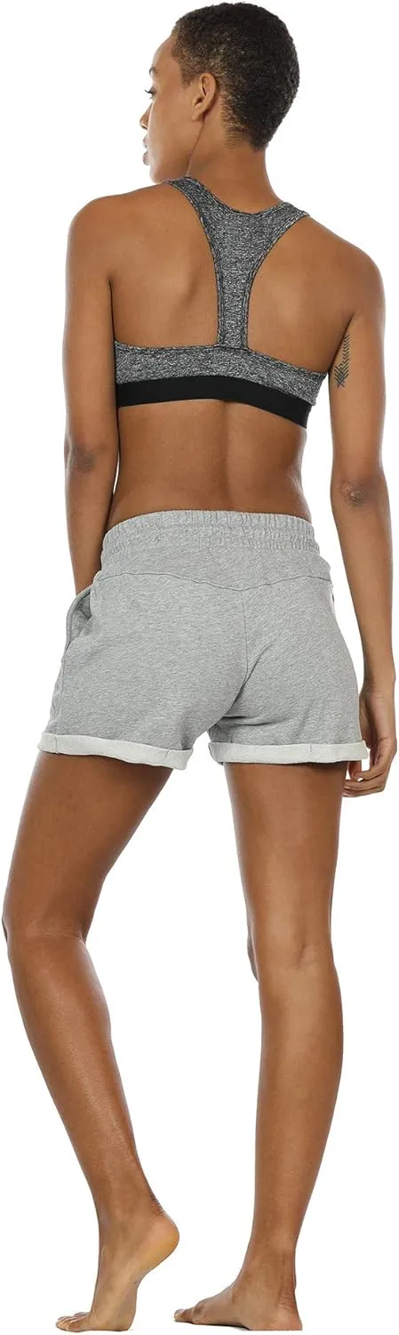 icyzone Workout Lounge Shorts for Women - Athletic Running Jogging Cotton Sweat Shorts