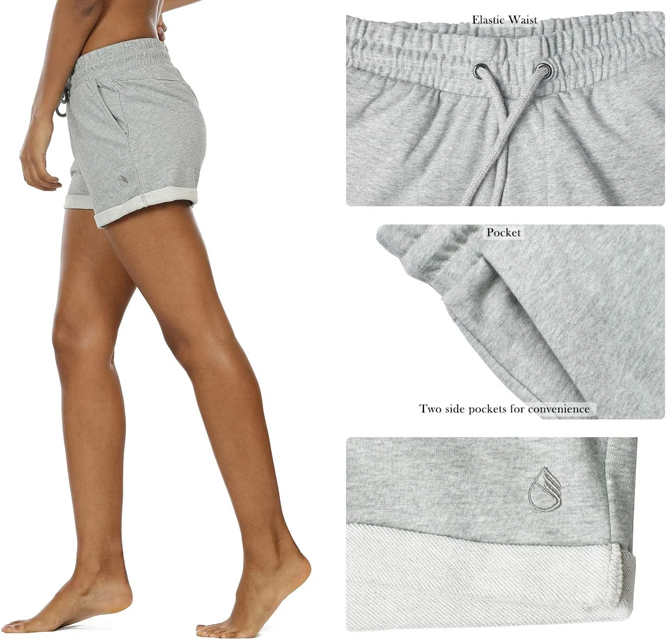 icyzone Workout Lounge Shorts for Women - Athletic Running Jogging Cotton Sweat Shorts