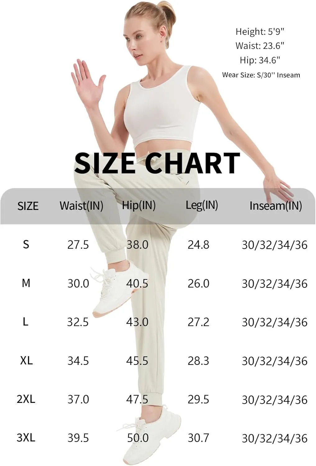 Idtswch 30"/32"/34"/36" Long Inseam Women Tall Sweatpants Extra Long Joggers Zipper Pockets Track Athletic Pants for Running