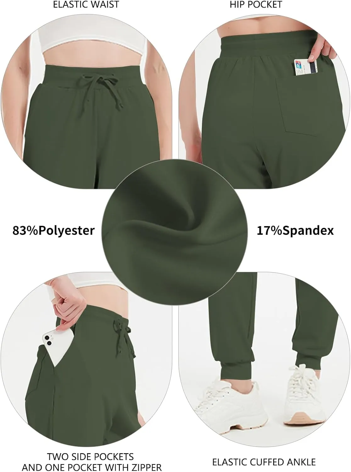 Idtswch 30"/32"/34"/36" Long Inseam Women Tall Sweatpants Extra Long Joggers Zipper Pockets Track Athletic Pants for Running