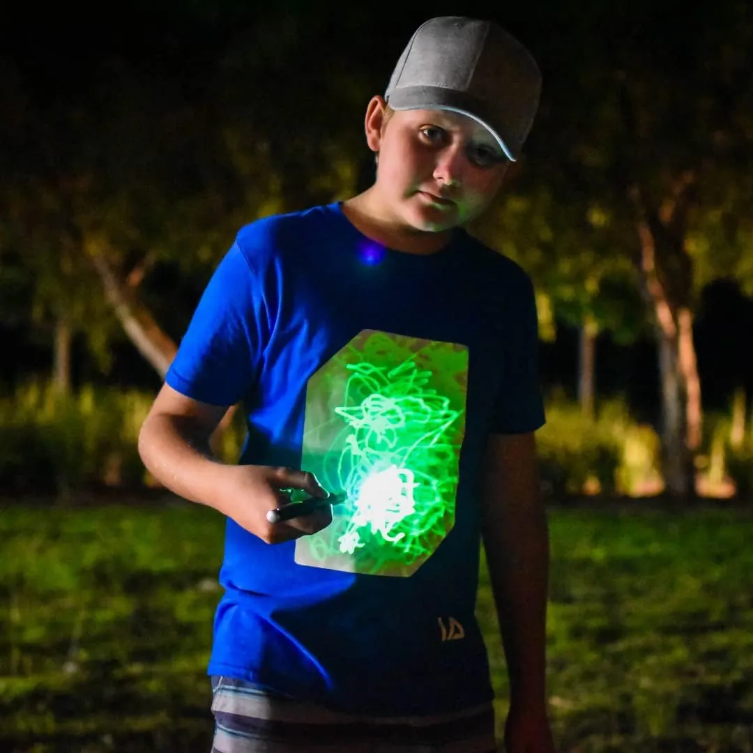 Illuminated Apparel Original Interactive Glow in The Dark T-Shirt - Fun for Birthday Parties & Festivals