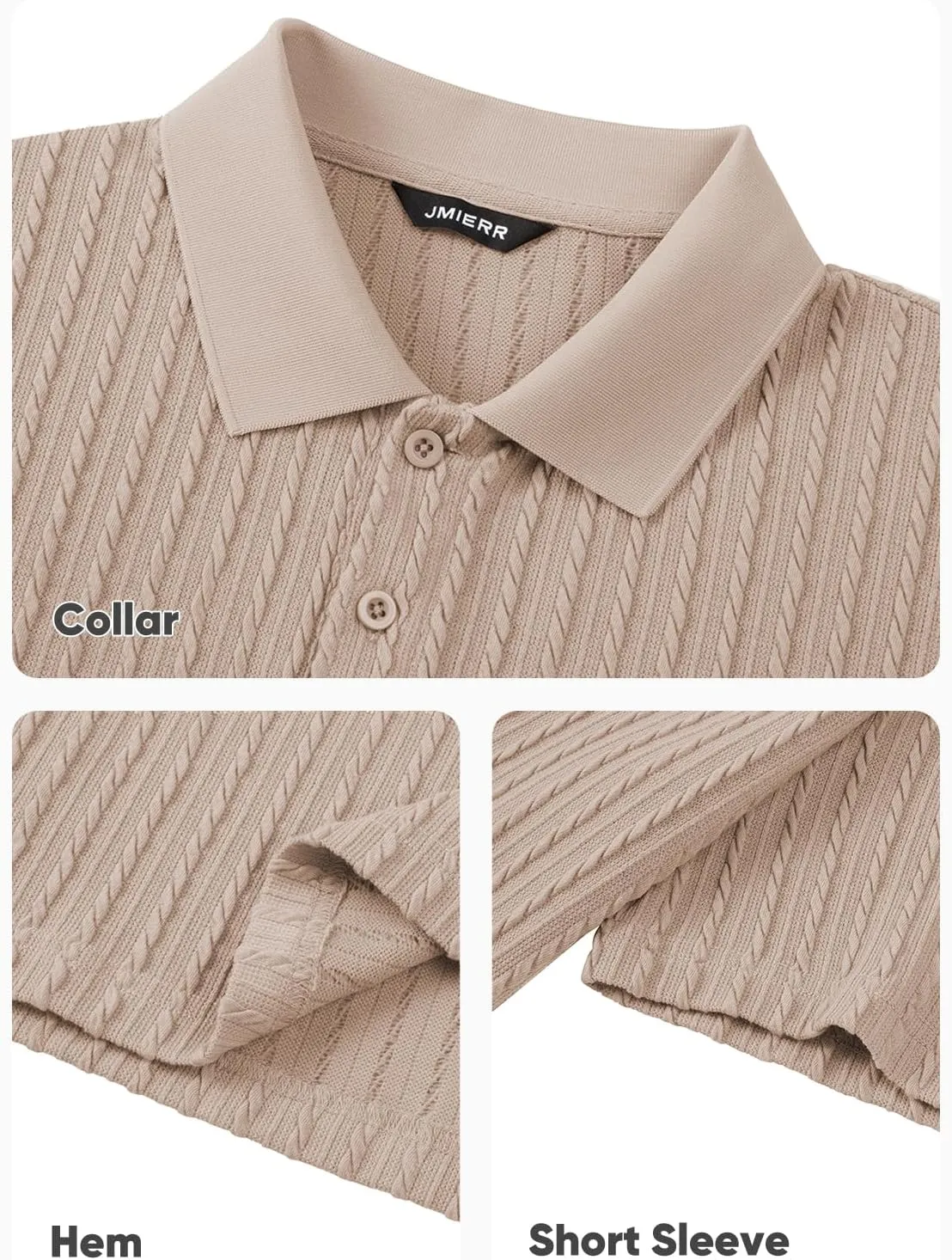 JMIERR Mens Casual Polo Shirt Summer Short Sleeve Vacation Button Beach Knit Stretchy Golf Shirts