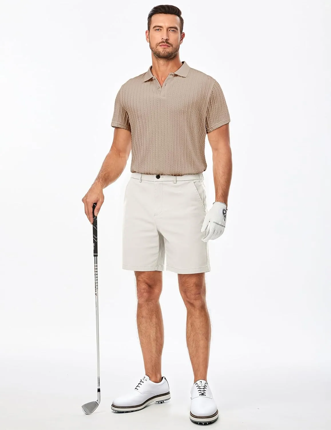 JMIERR Mens Casual Polo Shirt Summer Short Sleeve Vacation Button Beach Knit Stretchy Golf Shirts