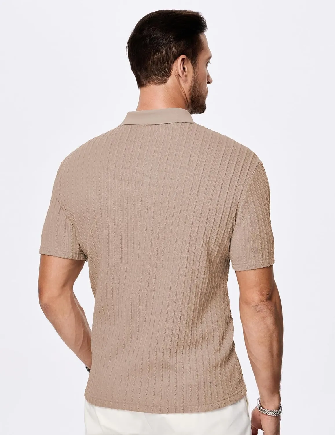 JMIERR Mens Casual Polo Shirt Summer Short Sleeve Vacation Button Beach Knit Stretchy Golf Shirts