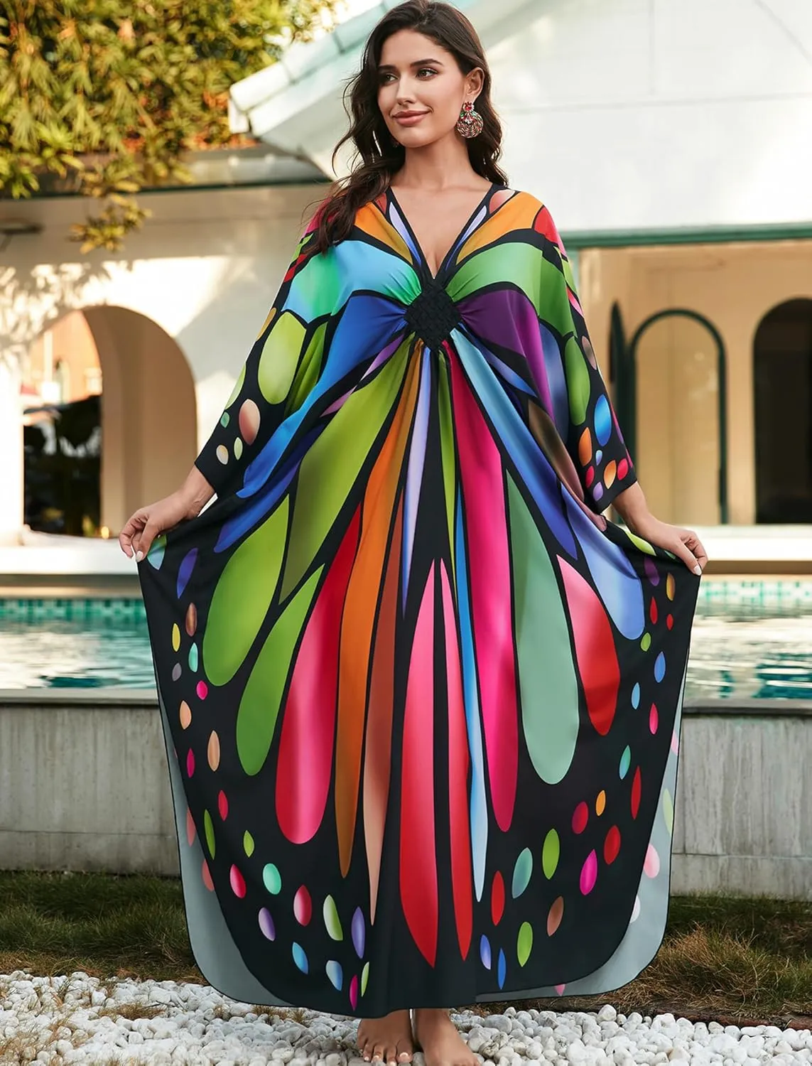 Kaftan Dresses for Women Plus Size Caftans Loungewear Swimsuit Coverup Butterfly Maxi Beach Dress Lightweight Muumuu