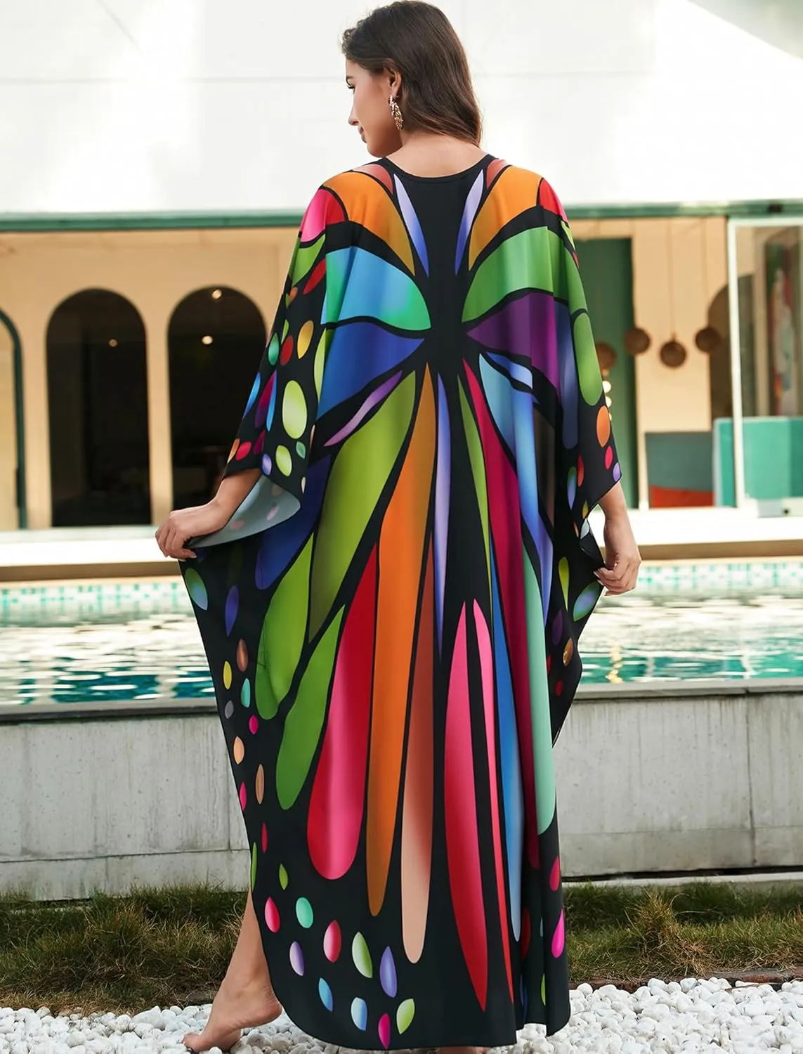 Kaftan Dresses for Women Plus Size Caftans Loungewear Swimsuit Coverup Butterfly Maxi Beach Dress Lightweight Muumuu