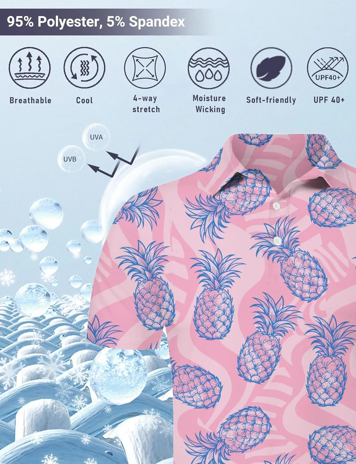 Mens Funny Golf Shirts for Men Polo Performance Moisture Wicking Dry Fit Shirt M-XXL