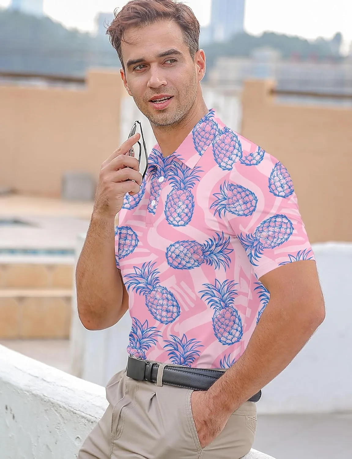Mens Funny Golf Shirts for Men Polo Performance Moisture Wicking Dry Fit Shirt M-XXL