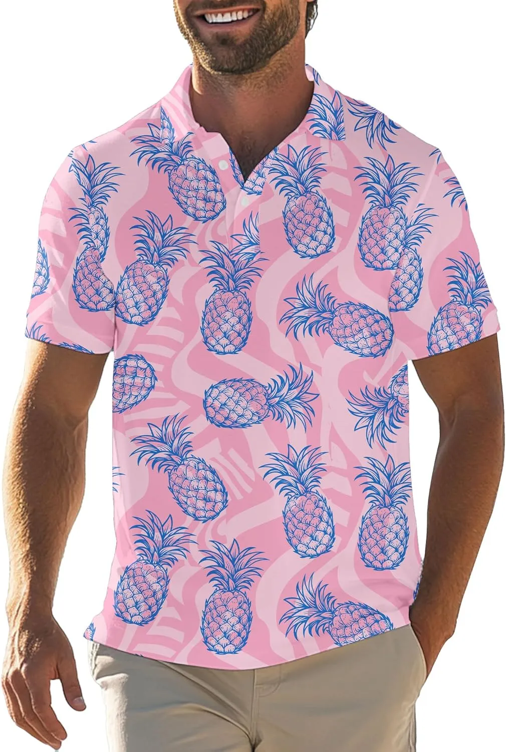 Mens Funny Golf Shirts for Men Polo Performance Moisture Wicking Dry Fit Shirt M-XXL