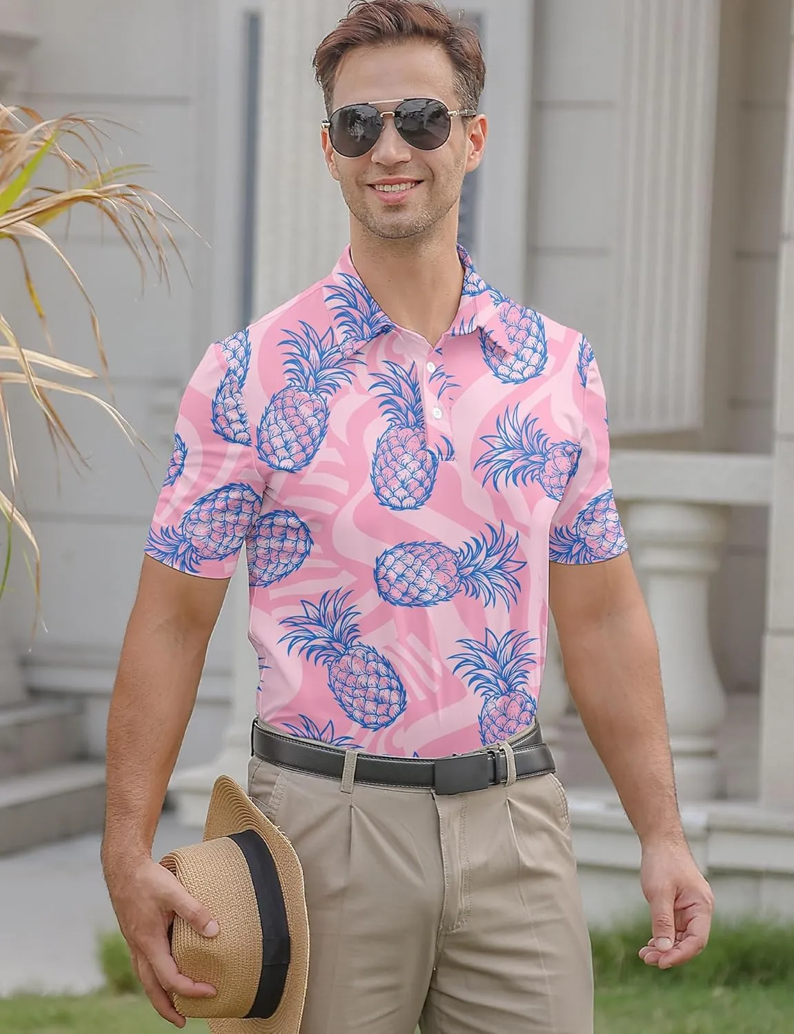 Mens Funny Golf Shirts for Men Polo Performance Moisture Wicking Dry Fit Shirt M-XXL