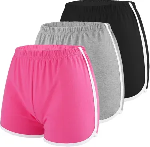 Motarto 3 Pack Women Cotton Sports Shorts Athletic Shorts Yoga Dance Summer Short Pants