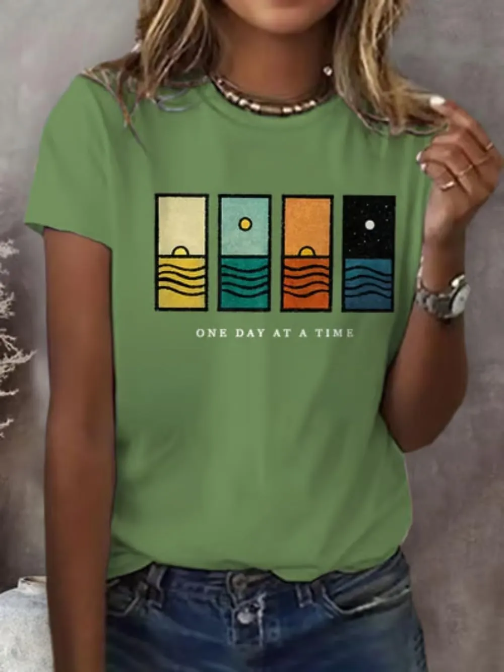 One Day at A Time T-Shirt Women Mental Health Positive Inspirational Quotes Tee