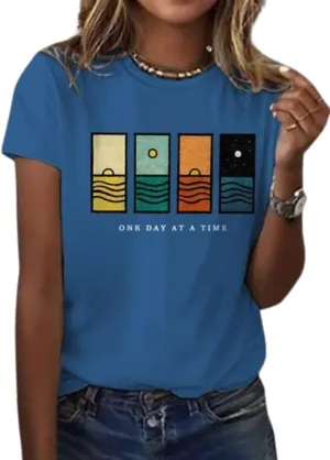 One Day at A Time T-Shirt Women Mental Health Positive Inspirational Quotes Tee