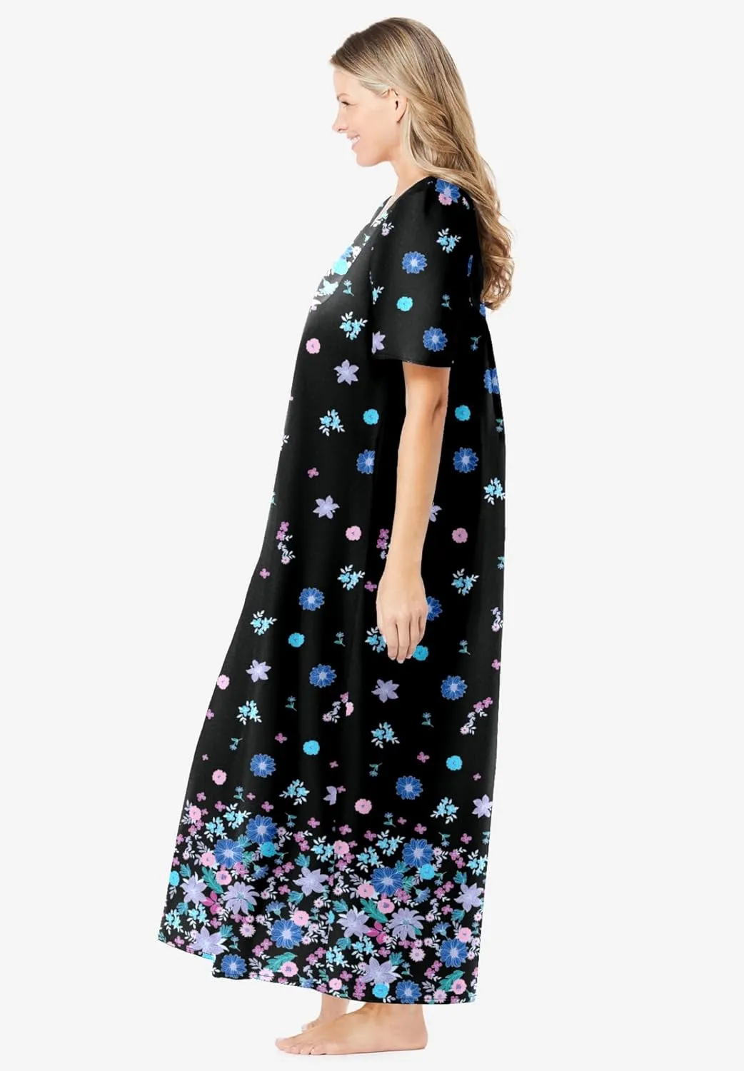 Only Necessities Women's Plus Size Bib Front Lounger House Dress, Nightgown