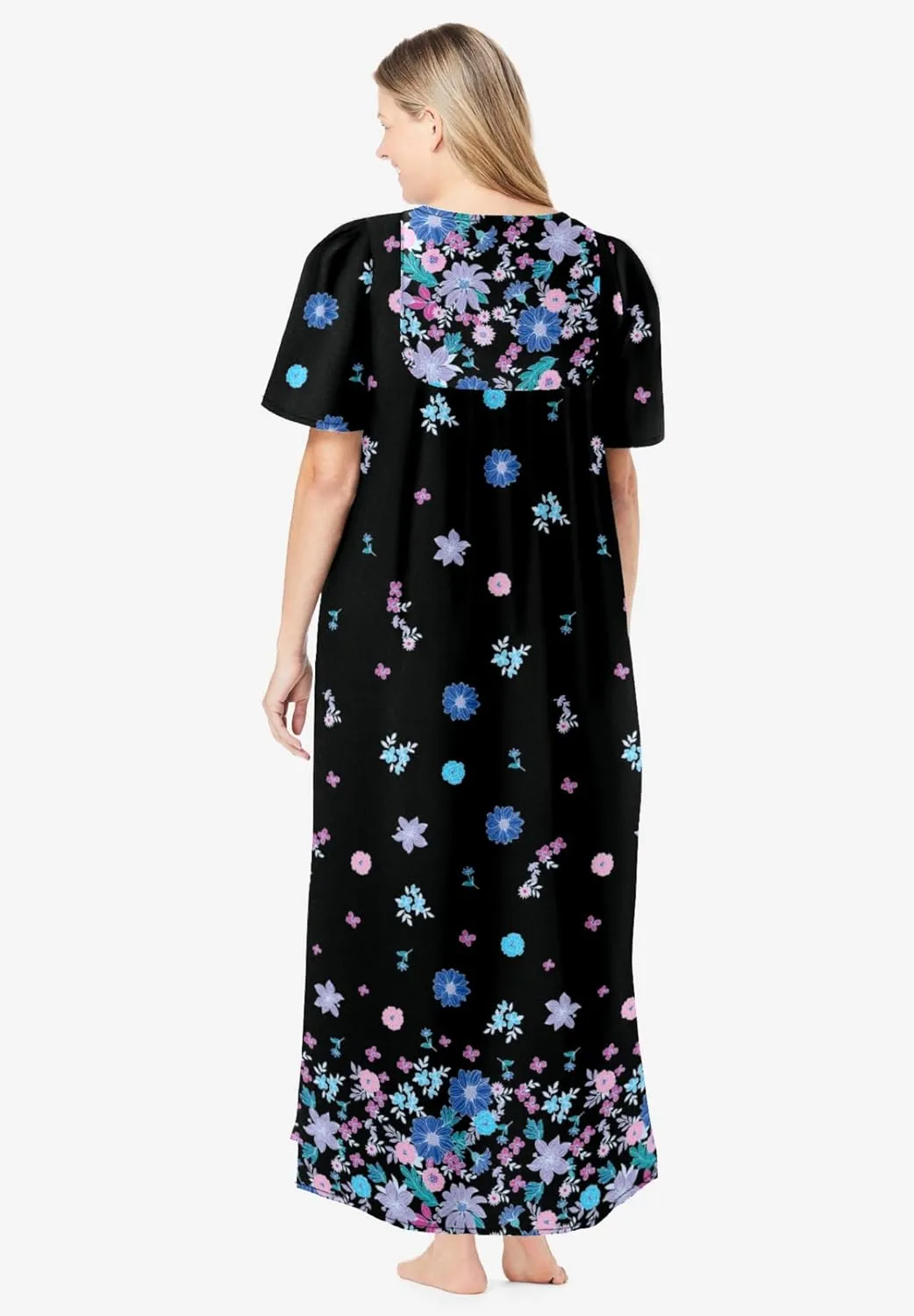 Only Necessities Women's Plus Size Bib Front Lounger House Dress, Nightgown